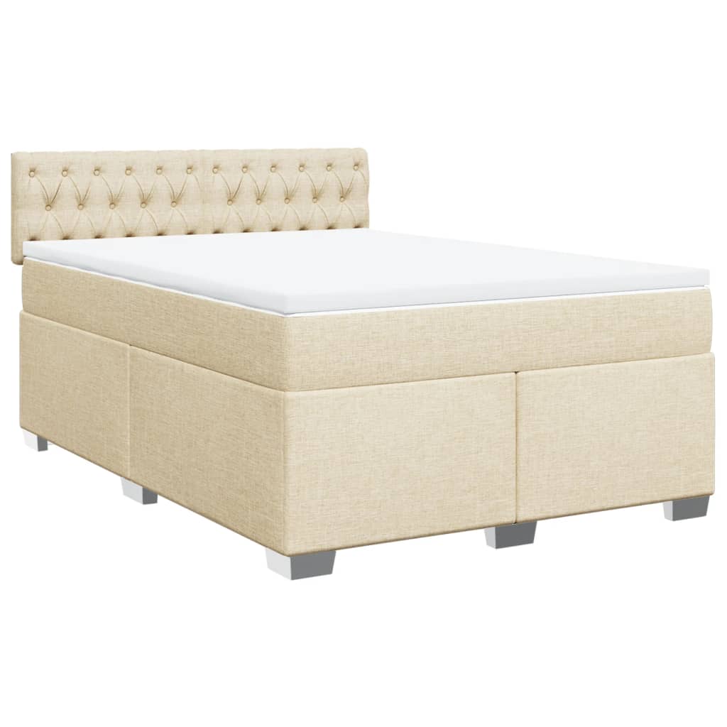 vidaXL Κρεβάτι Boxspring με Στρώμα Κρεμ 140x190 εκ. Υφασμάτινο