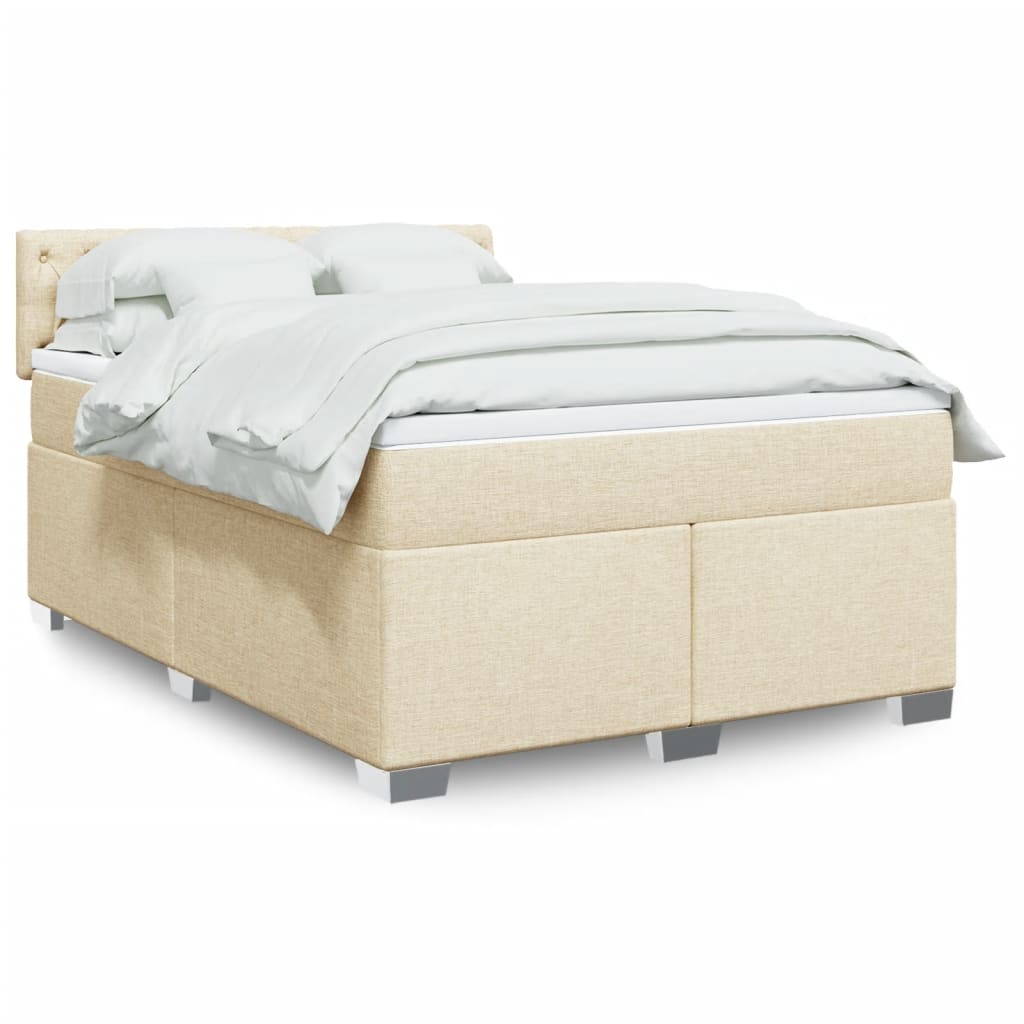 vidaXL Κρεβάτι Boxspring με Στρώμα Κρεμ 140x190 εκ. Υφασμάτινο