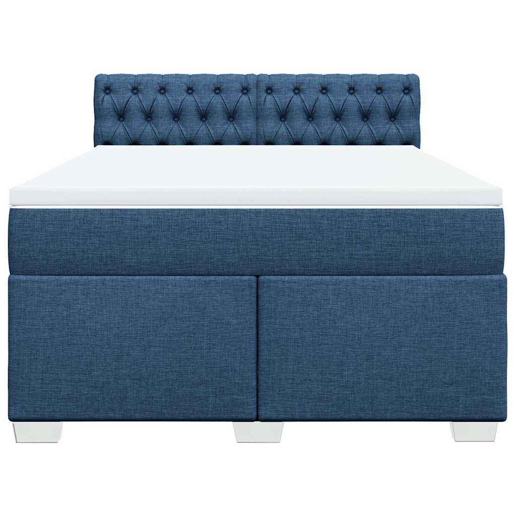 vidaXL Κρεβάτι Boxspring με Στρώμα Μπλε 140x190 εκ. Υφασμάτινο