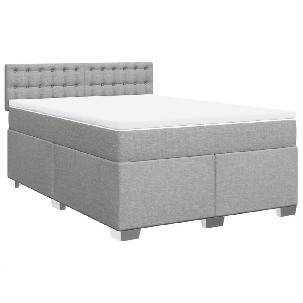 vidaXL Κρεβάτι Boxspring με Στρώμα Ανοιχτό Γκρι 140x190 εκ. Υφασμάτινο