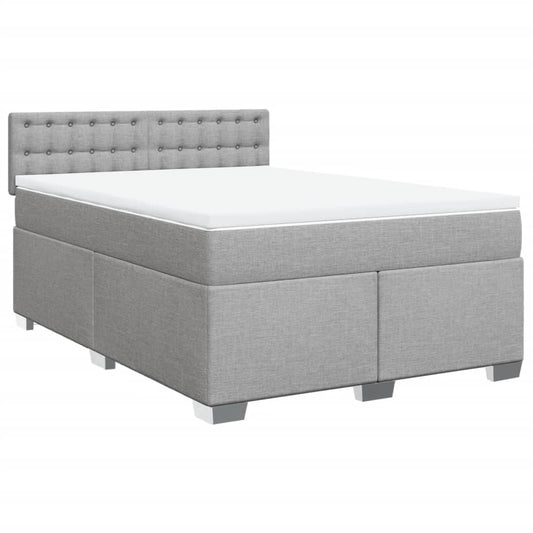 vidaXL Κρεβάτι Boxspring με Στρώμα Ανοιχτό Γκρι 140x190 εκ. Υφασμάτινο
