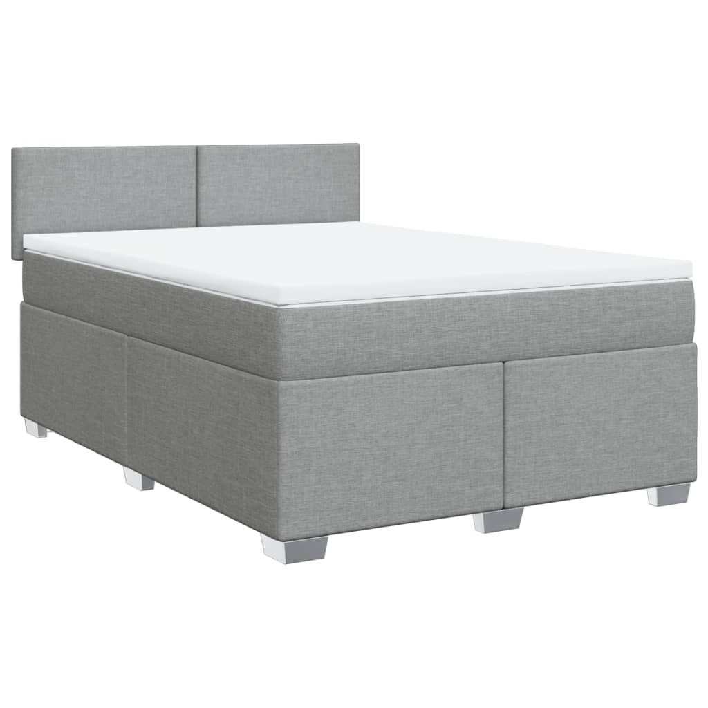 vidaXL Κρεβάτι Boxspring με Στρώμα Ανοιχτό Γκρι 140x200 εκ. Υφασμάτινο