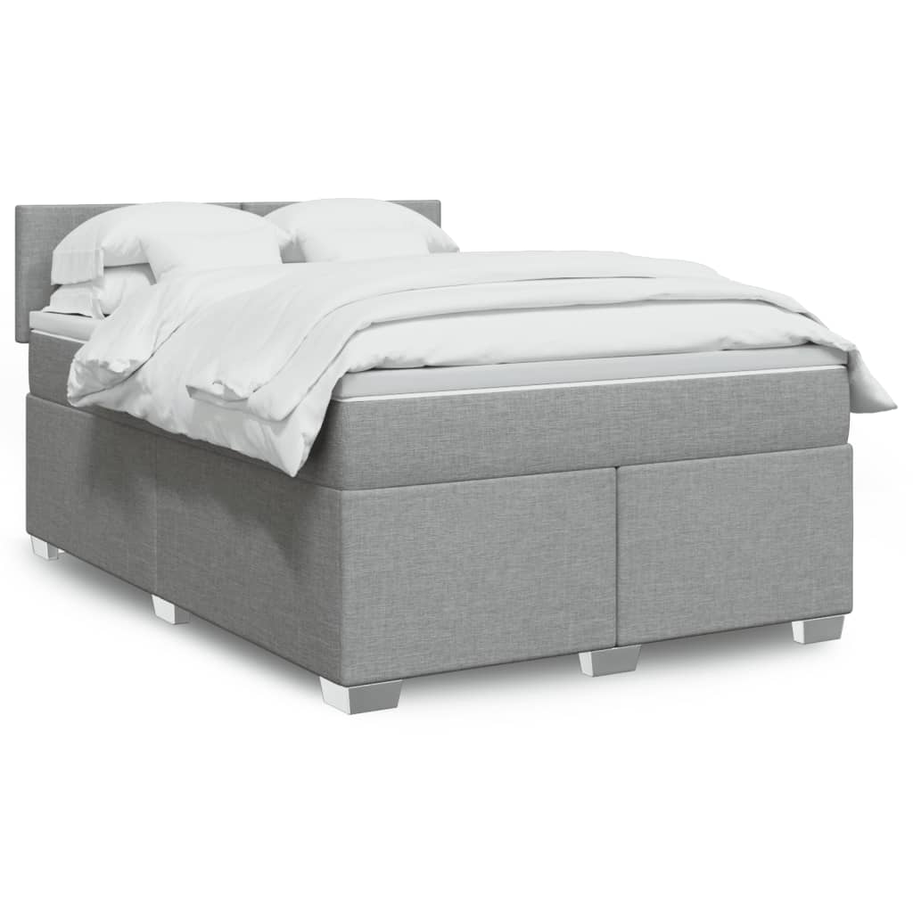 vidaXL Κρεβάτι Boxspring με Στρώμα Ανοιχτό Γκρι 140x200 εκ. Υφασμάτινο