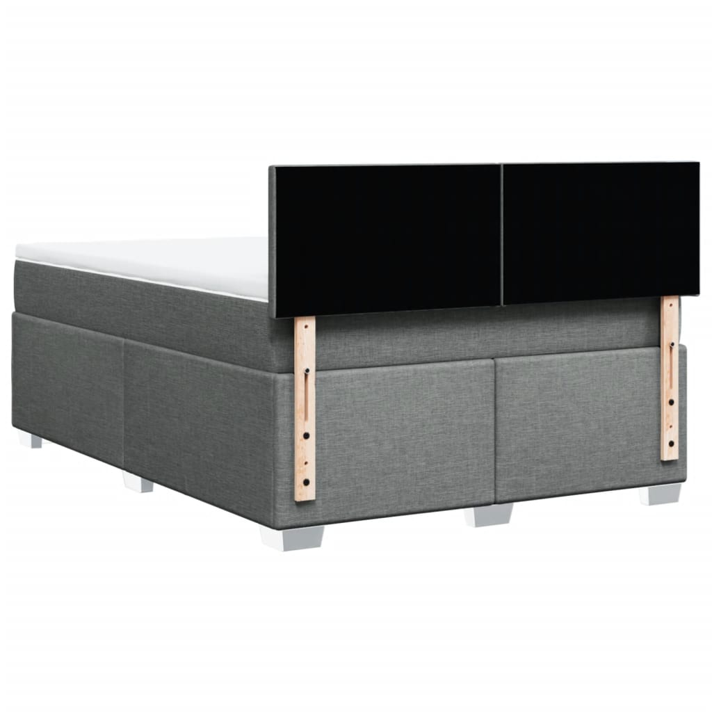 vidaXL Κρεβάτι Boxspring με Στρώμα Σκούρο Γκρι 140x200 εκ Υφασμάτινο