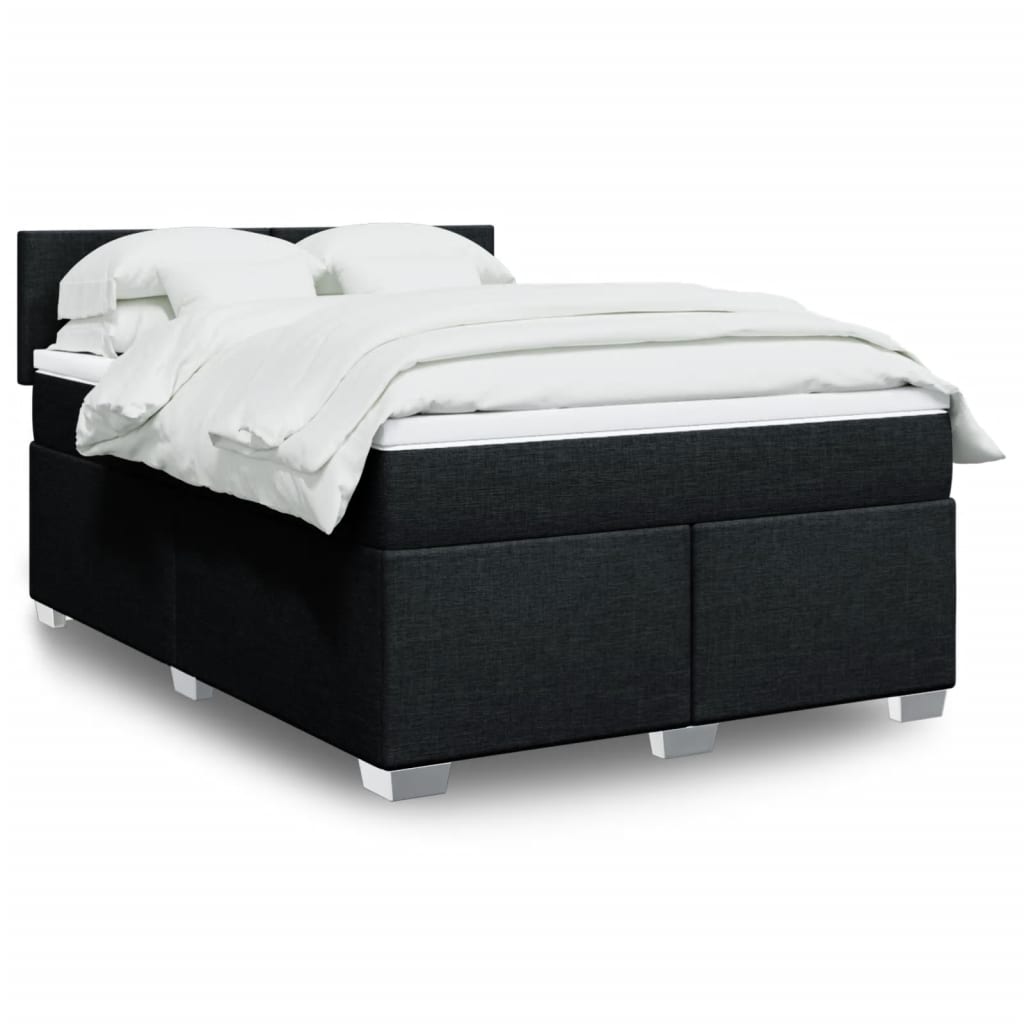 vidaXL Κρεβάτι Boxspring με Στρώμα Μαύρο 140x200 εκ. Υφασμάτινο