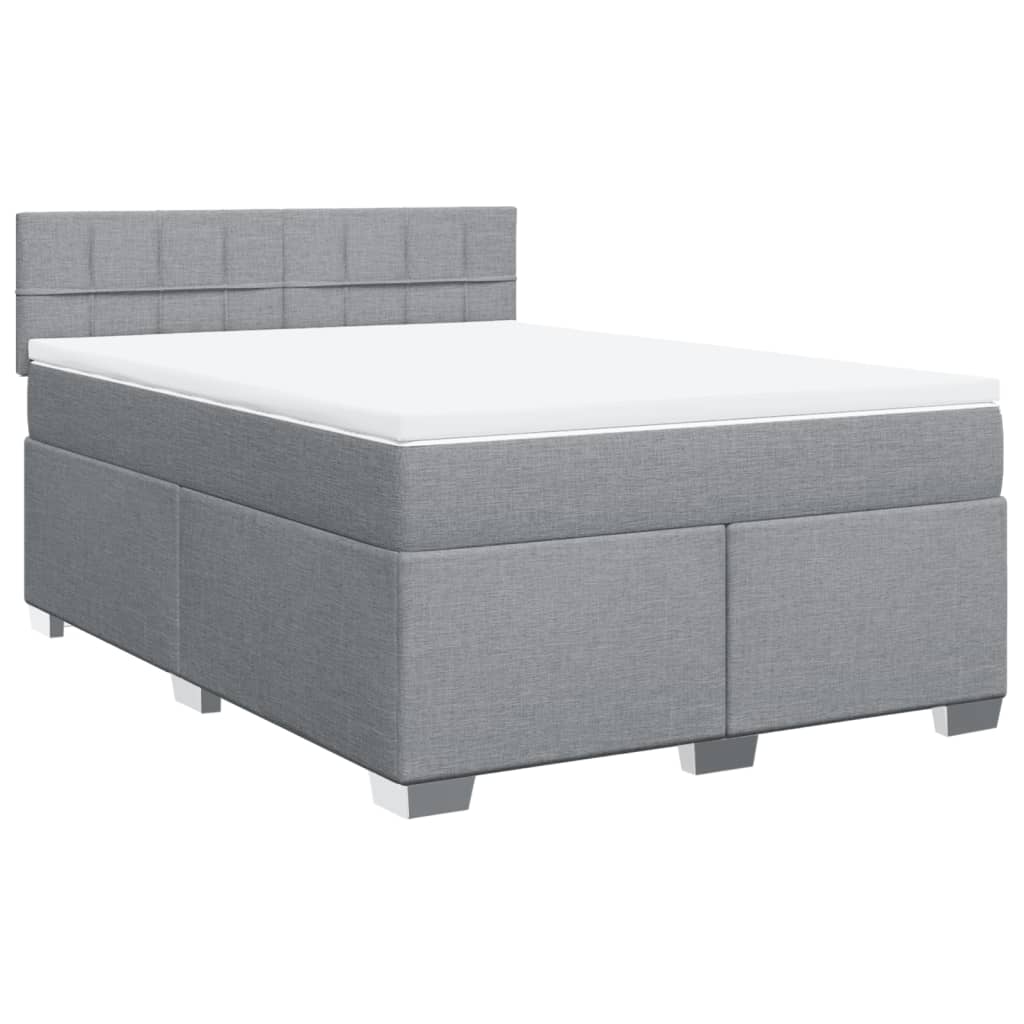 vidaXL Κρεβάτι Boxspring με Στρώμα Ανοιχτό Γκρι 140x200 εκ. Υφασμάτινο