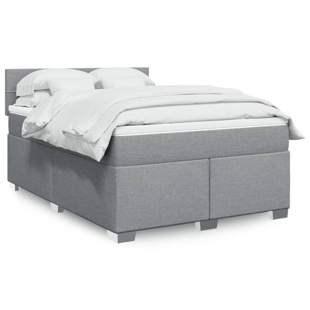 vidaXL Κρεβάτι Boxspring με Στρώμα Ανοιχτό Γκρι 140x200 εκ. Υφασμάτινο