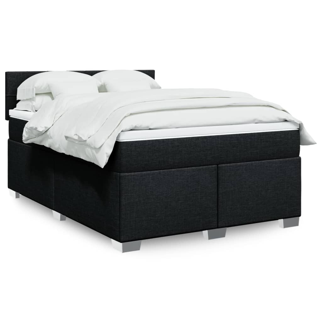 vidaXL Κρεβάτι Boxspring με Στρώμα Μαύρο 140x200 εκ. Υφασμάτινο