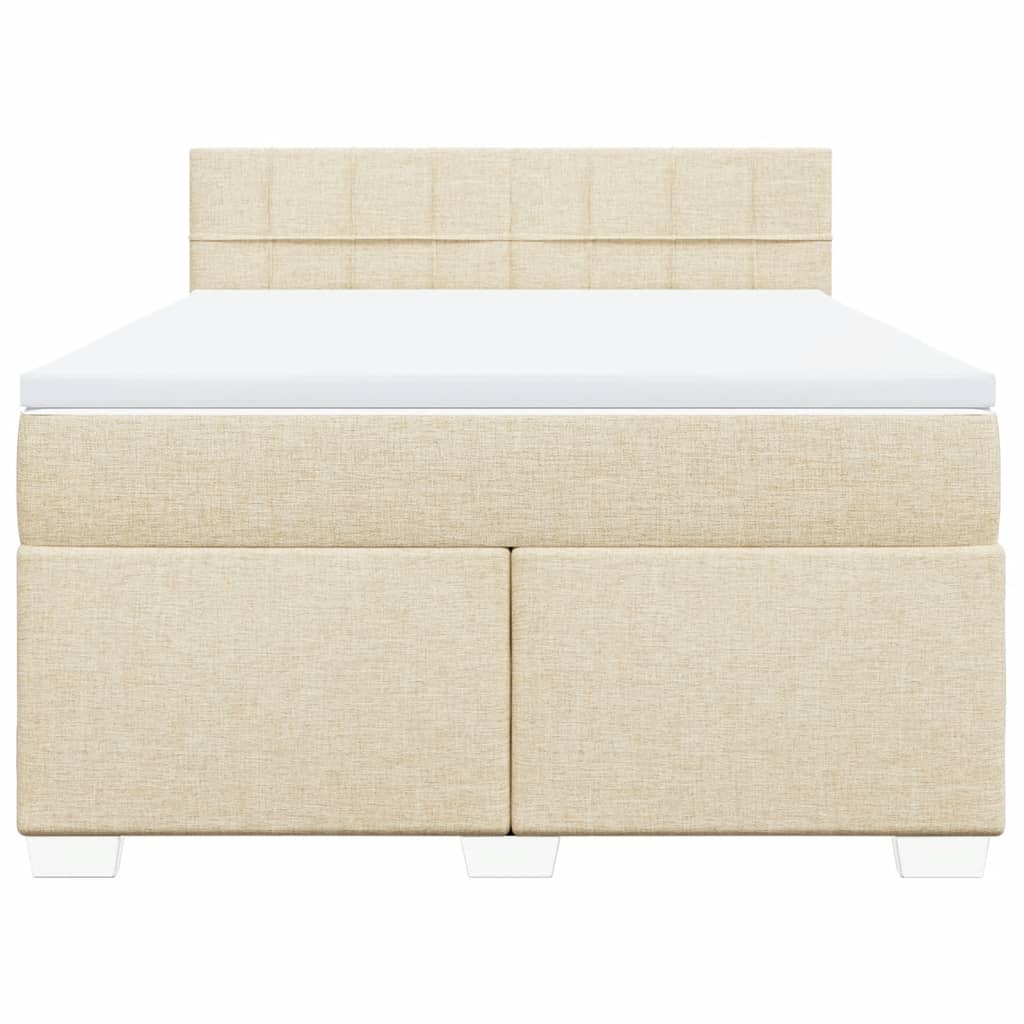vidaXL Κρεβάτι Boxspring με Στρώμα Κρεμ 140x200 εκ. Υφασμάτινο