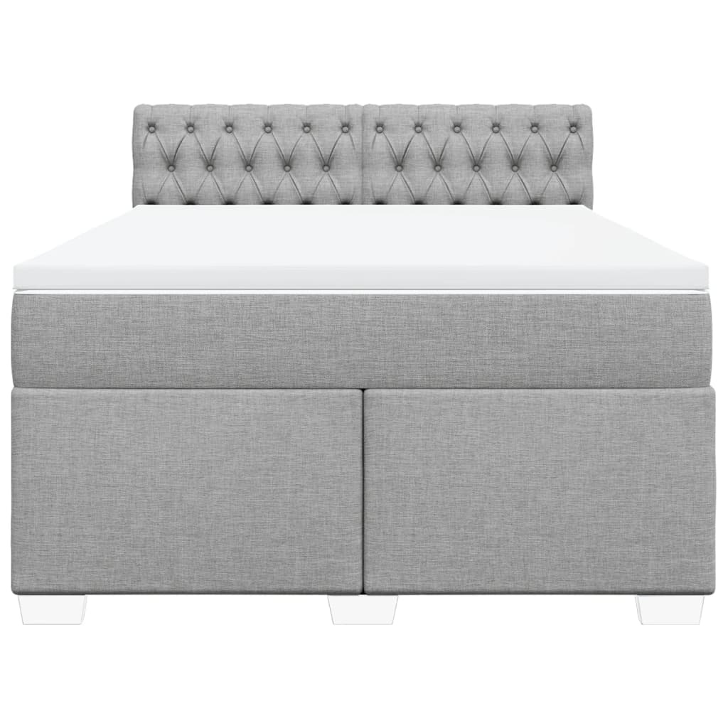 vidaXL Κρεβάτι Boxspring με Στρώμα Ανοιχτό Γκρι 140x200 εκ. Υφασμάτινο