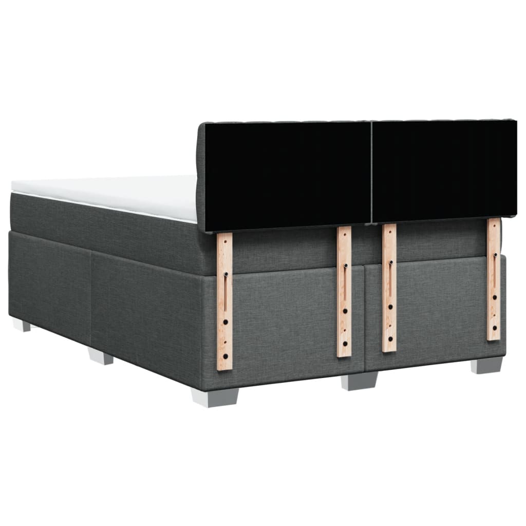 vidaXL Κρεβάτι Boxspring με Στρώμα Σκούρο Γκρι 140x200 εκ Υφασμάτινο