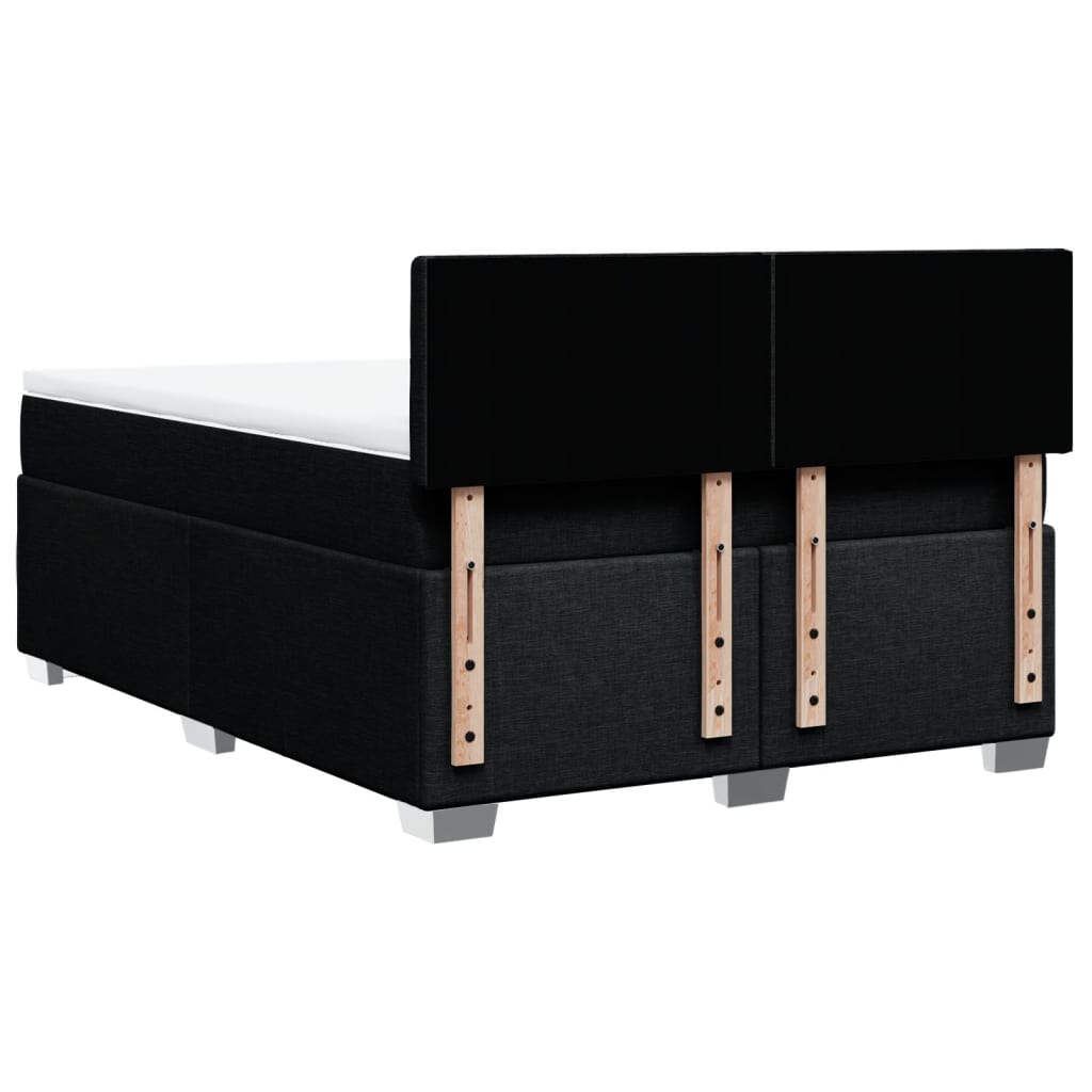 vidaXL Κρεβάτι Boxspring με Στρώμα Μαύρο 140x200 εκ. Υφασμάτινο
