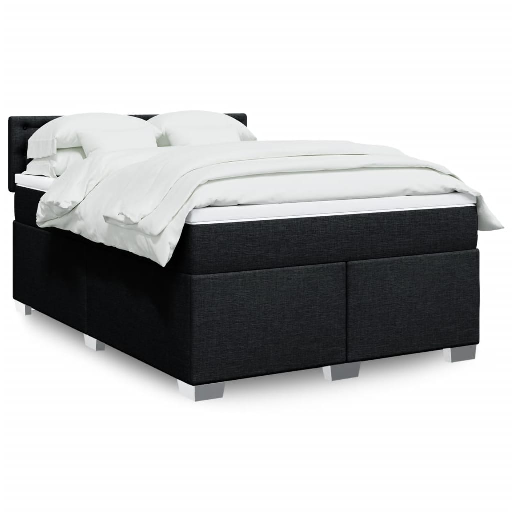 vidaXL Κρεβάτι Boxspring με Στρώμα Μαύρο 140x200 εκ. Υφασμάτινο