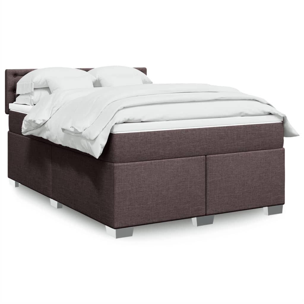 vidaXL Κρεβάτι Boxspring με Στρώμα Σκούρο Καφέ 140x200 εκ Υφασμάτινο