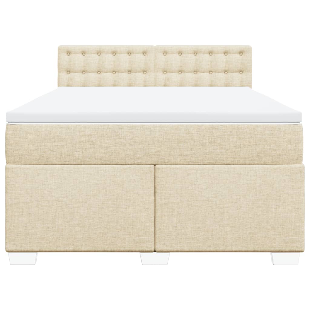 vidaXL Κρεβάτι Boxspring με Στρώμα Κρεμ 140x200 εκ. Υφασμάτινο