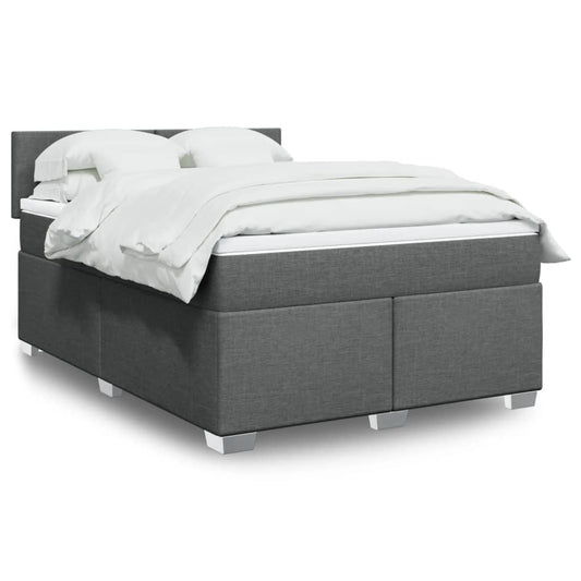vidaXL Κρεβάτι Boxspring με Στρώμα Σκούρο Γκρι 160x200 εκ Υφασμάτινο