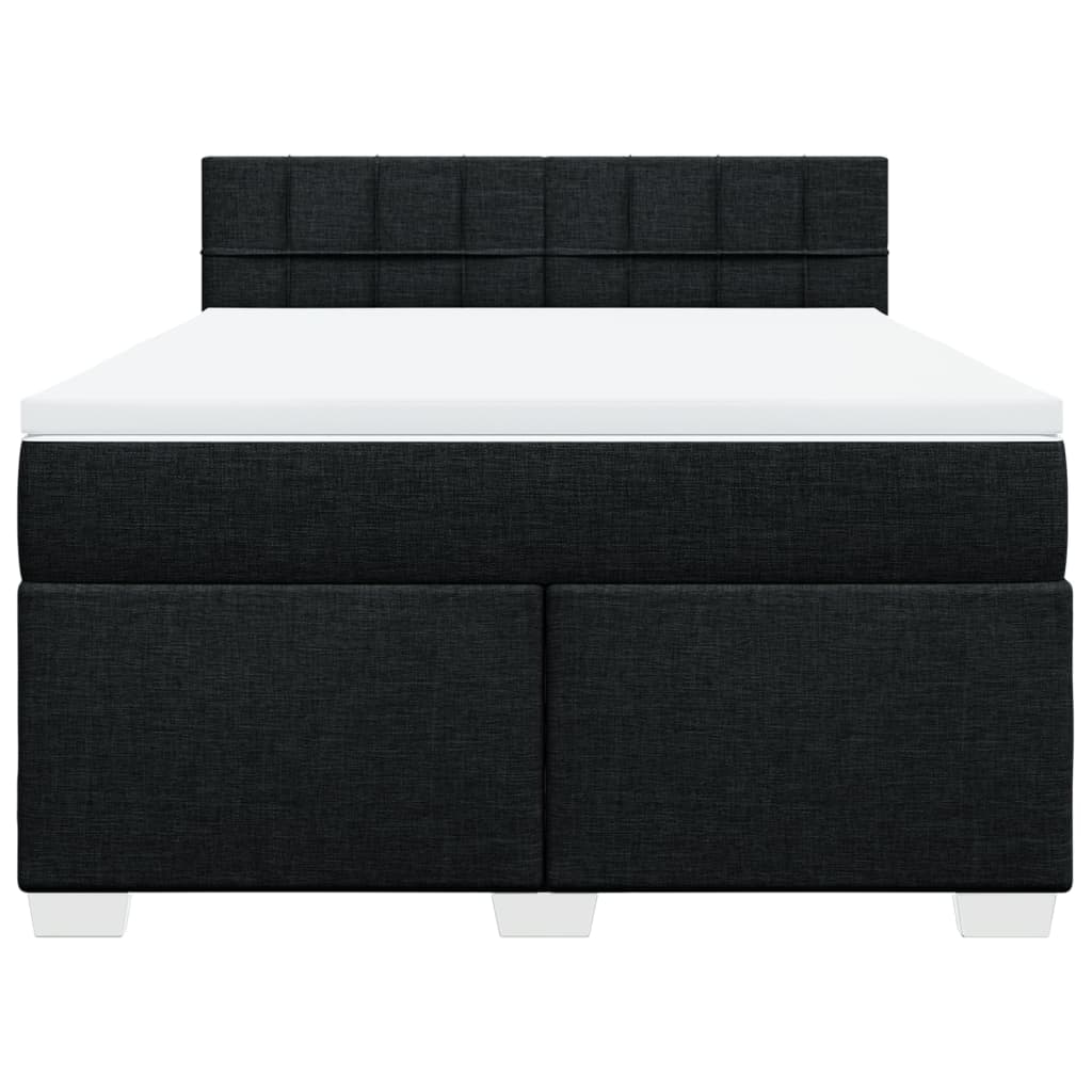 vidaXL Κρεβάτι Boxspring με Στρώμα Μαύρο 160x200 εκ. Υφασμάτινο