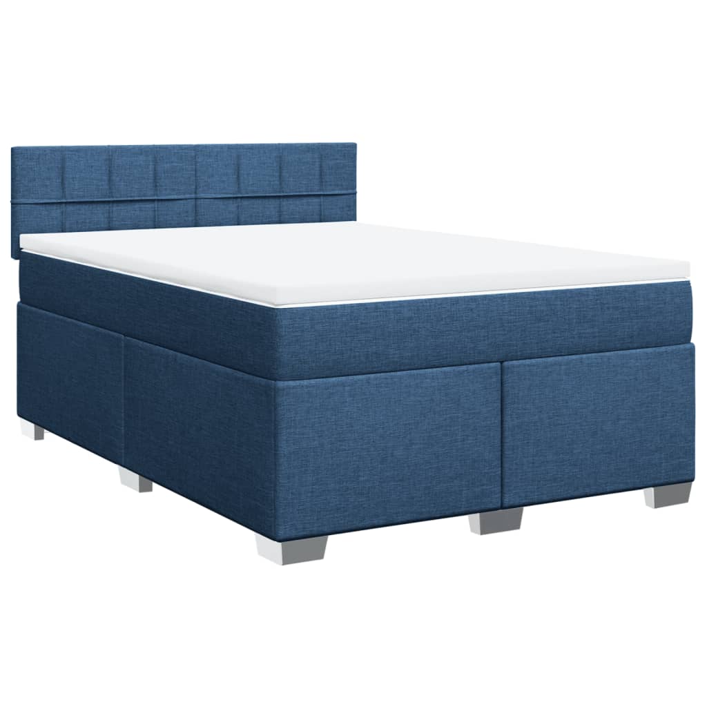 vidaXL Κρεβάτι Boxspring με Στρώμα Μπλε 160x200 εκ. Υφασμάτινο