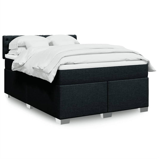 vidaXL Κρεβάτι Boxspring με Στρώμα Μαύρο 160x200 εκ. Υφασμάτινο