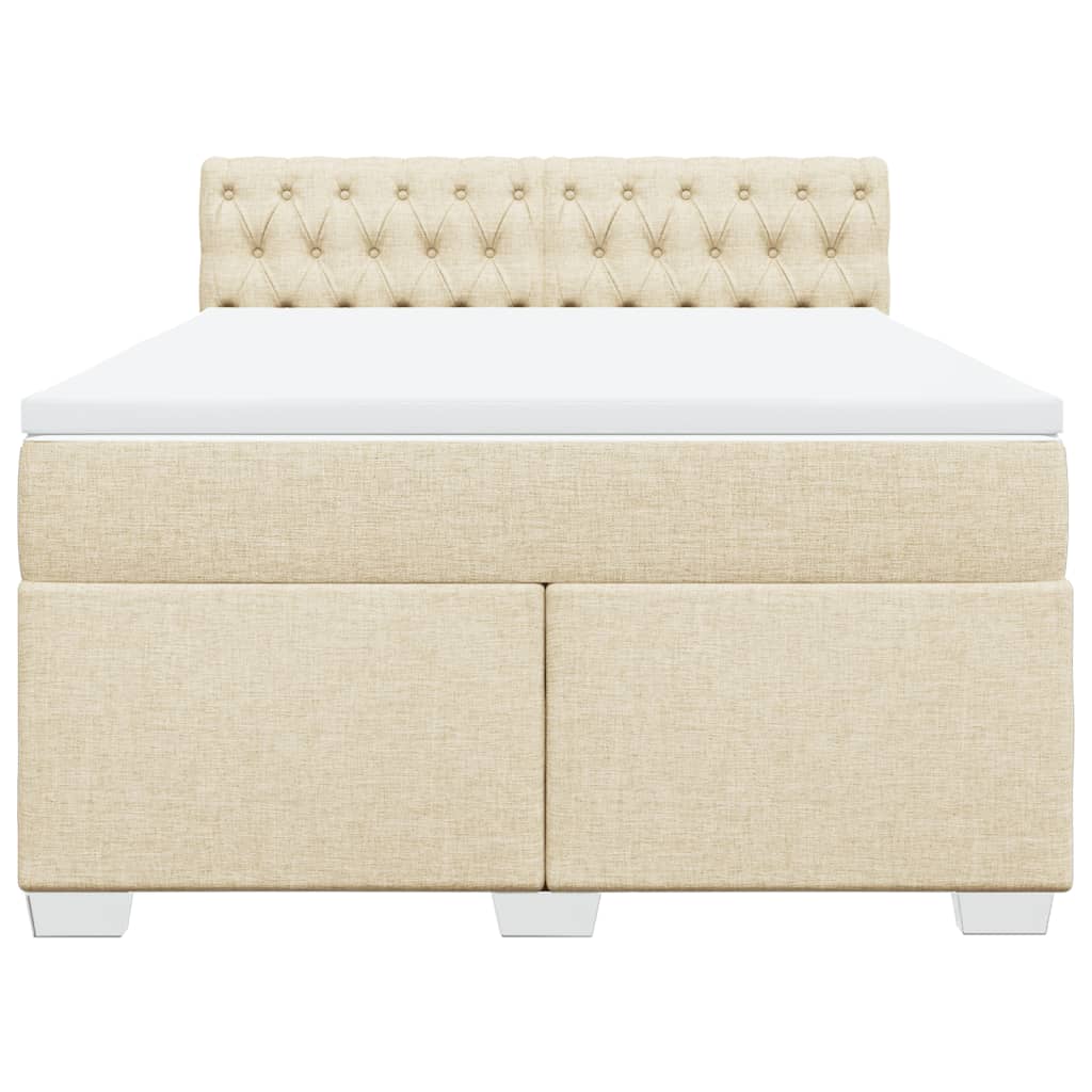 vidaXL Κρεβάτι Boxspring με Στρώμα Κρεμ 160x200 εκ. Υφασμάτινο