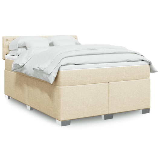 vidaXL Κρεβάτι Boxspring με Στρώμα Κρεμ 160x200 εκ. Υφασμάτινο