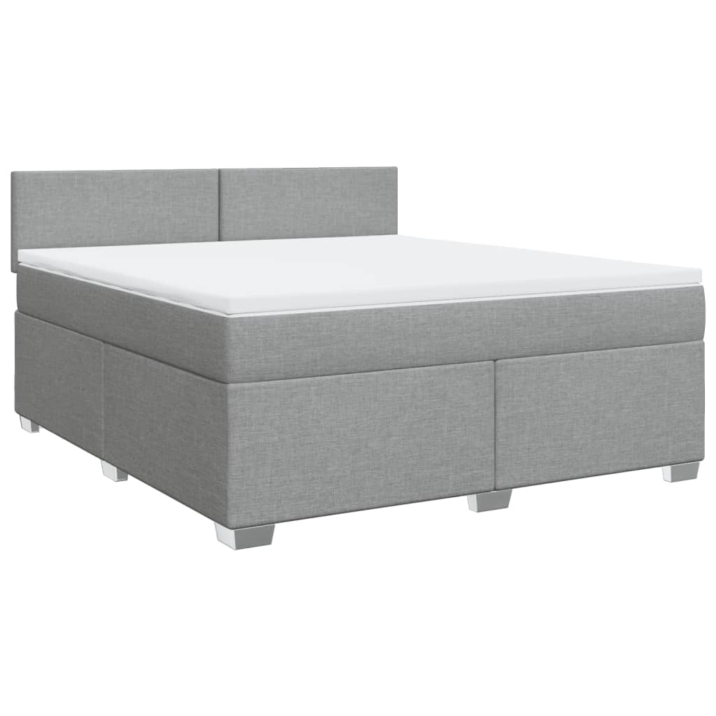 vidaXL Κρεβάτι Boxspring με Στρώμα Ανοιχτό Γκρι 180x200 εκ. Υφασμάτινο