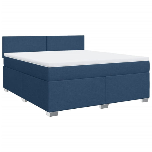 vidaXL Κρεβάτι Boxspring με Στρώμα Μπλε 180x200 εκ. Υφασμάτινο