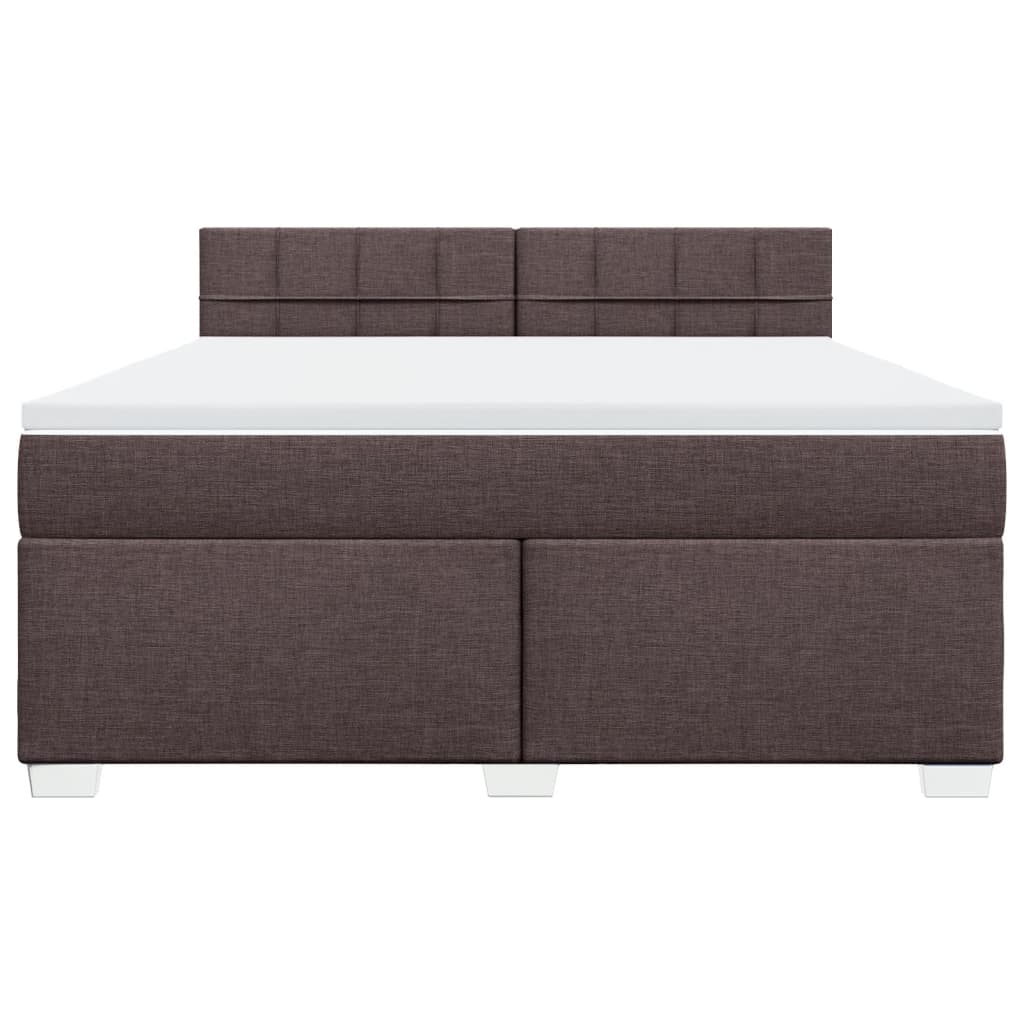 vidaXL Κρεβάτι Boxspring με Στρώμα Σκούρο Καφέ 180x200 εκ Υφασμάτινο