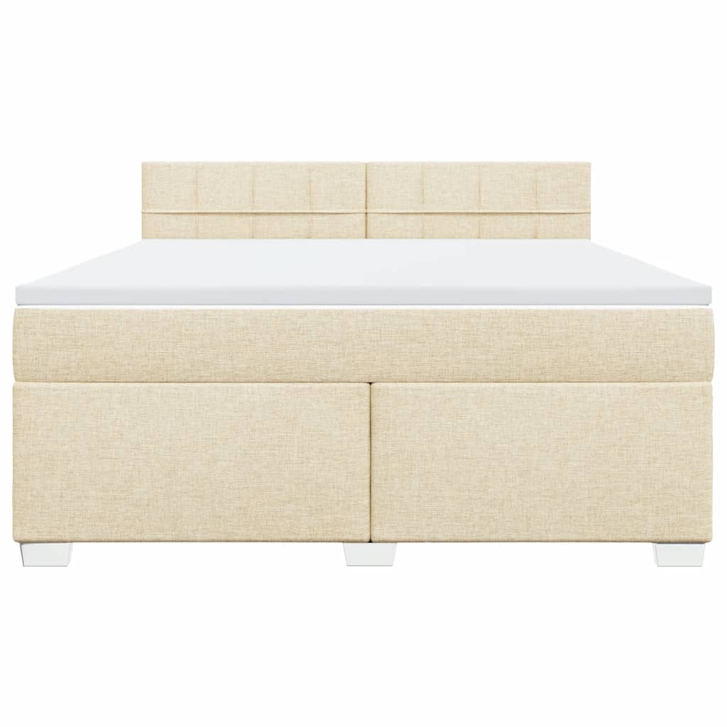 vidaXL Κρεβάτι Boxspring με Στρώμα Κρεμ 180x200 εκ. Υφασμάτινο