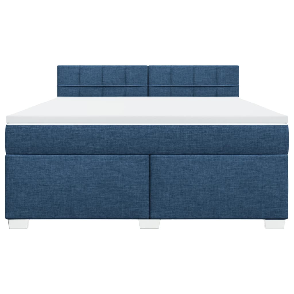 vidaXL Κρεβάτι Boxspring με Στρώμα Μπλε 180x200 εκ. Υφασμάτινο