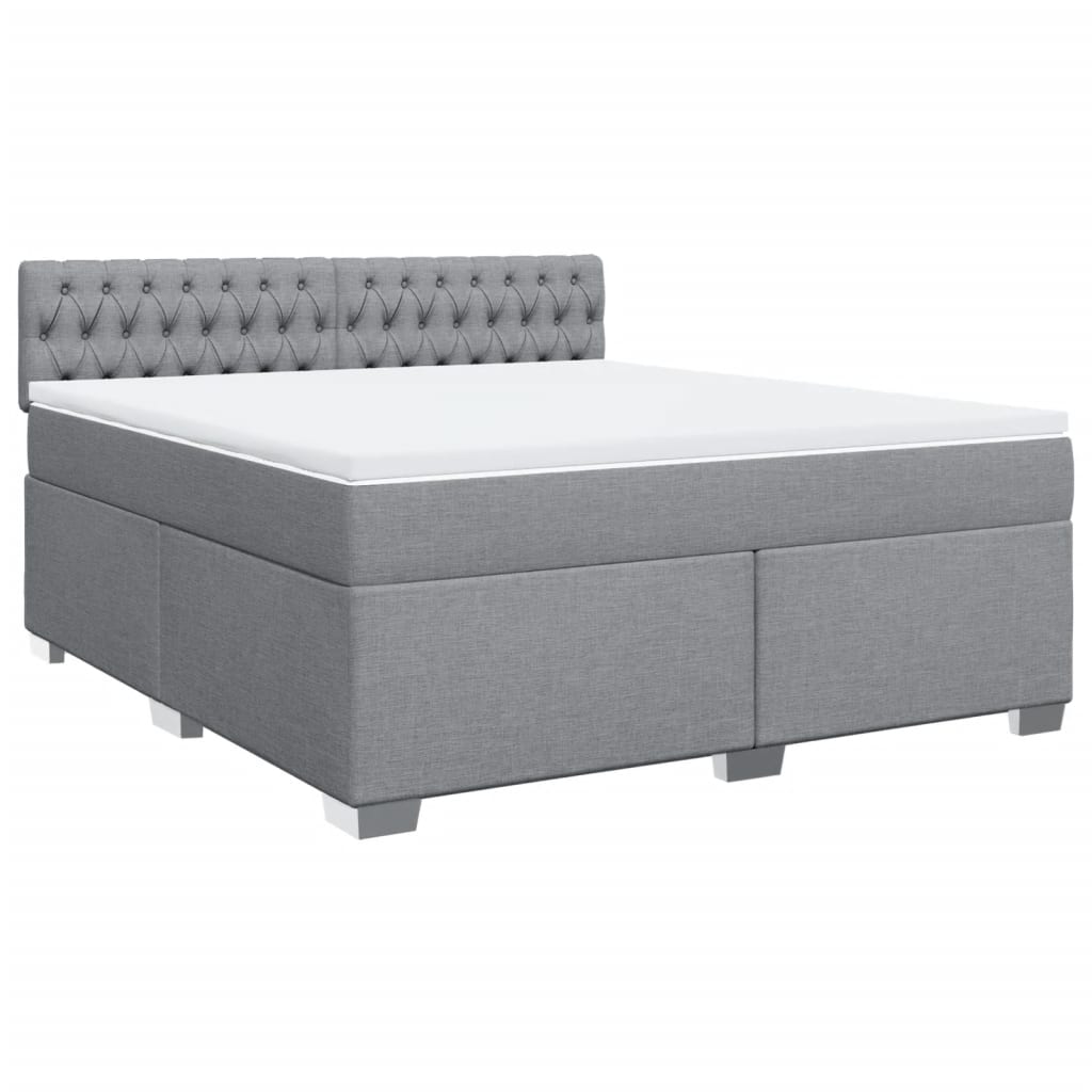 vidaXL Κρεβάτι Boxspring με Στρώμα Ανοιχτό Γκρι 180x200 εκ. Υφασμάτινο