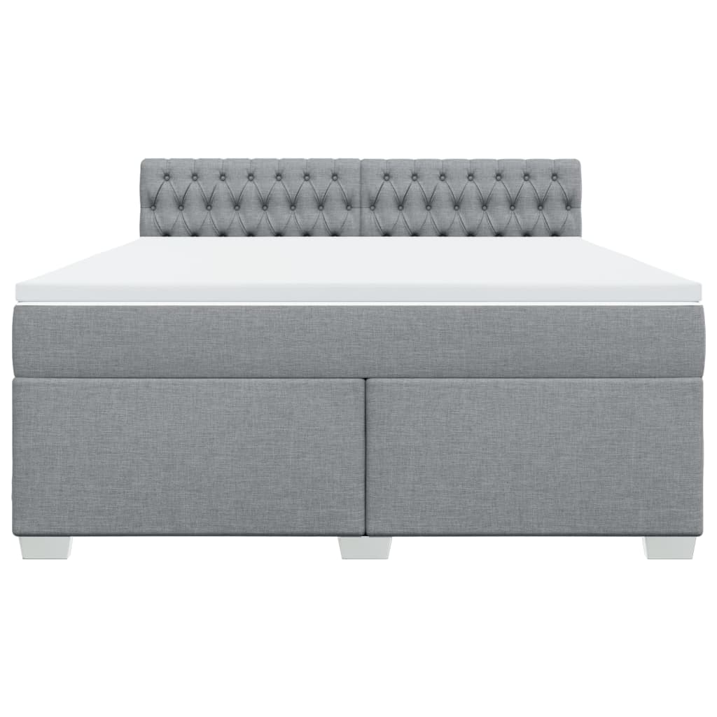 vidaXL Κρεβάτι Boxspring με Στρώμα Ανοιχτό Γκρι 180x200 εκ. Υφασμάτινο