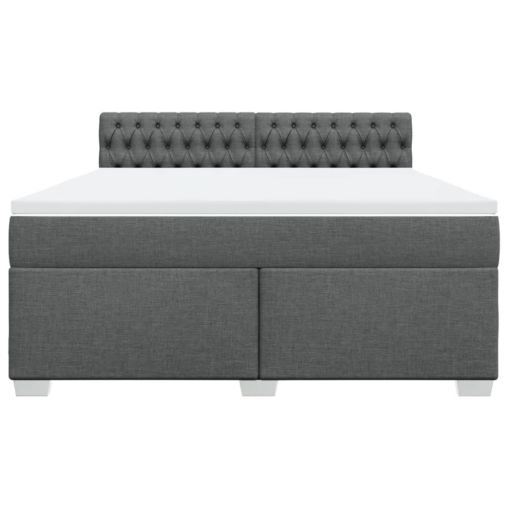 vidaXL Κρεβάτι Boxspring με Στρώμα Σκούρο Γκρι 180x200 εκ Υφασμάτιν