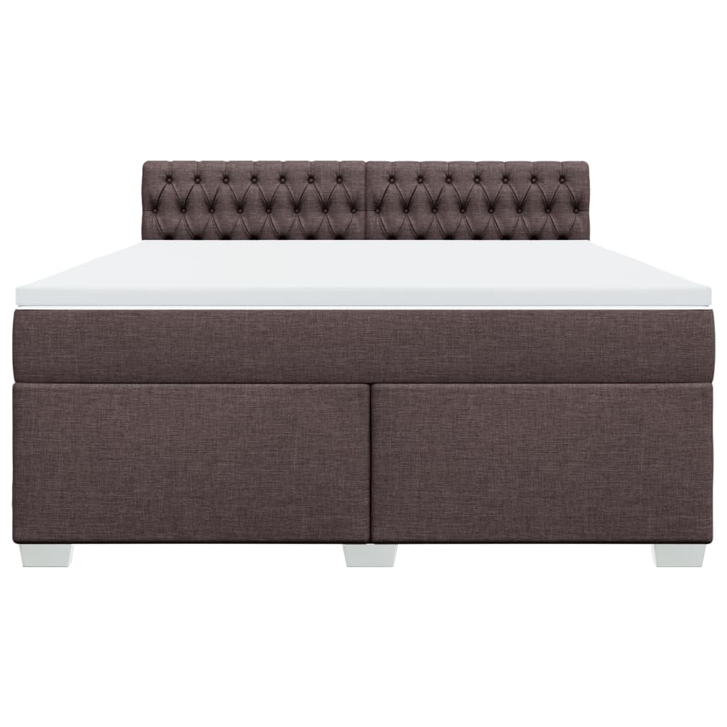 vidaXL Κρεβάτι Boxspring με Στρώμα Σκούρο Καφέ 180x200 εκ Υφασμάτινο