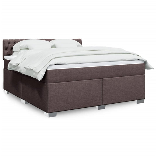 vidaXL Κρεβάτι Boxspring με Στρώμα Σκούρο Καφέ 180x200 εκ Υφασμάτινο