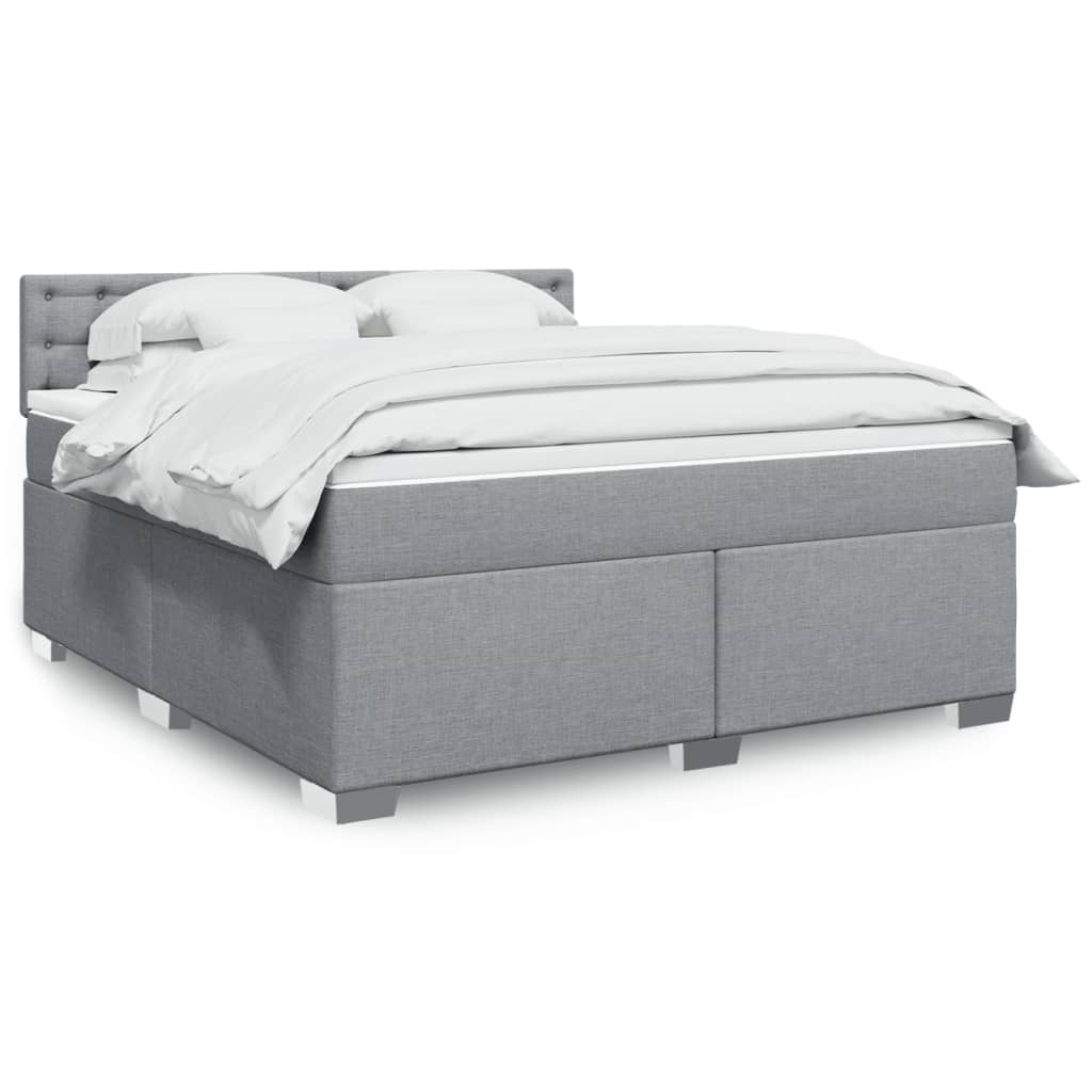 vidaXL Κρεβάτι Boxspring με Στρώμα Ανοιχτό Γκρι 180x200 εκ. Υφασμάτινο