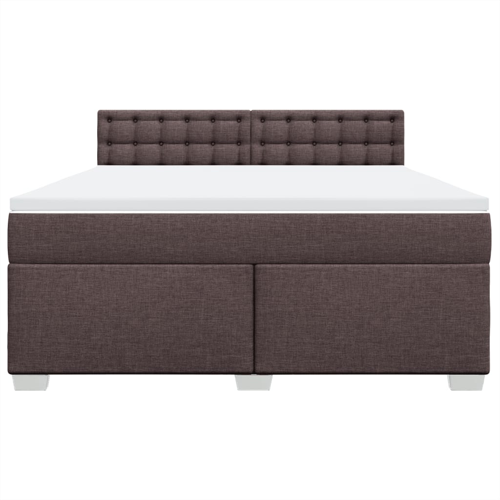 vidaXL Κρεβάτι Boxspring με Στρώμα Σκούρο Καφέ 180x200 εκ Υφασμάτινο