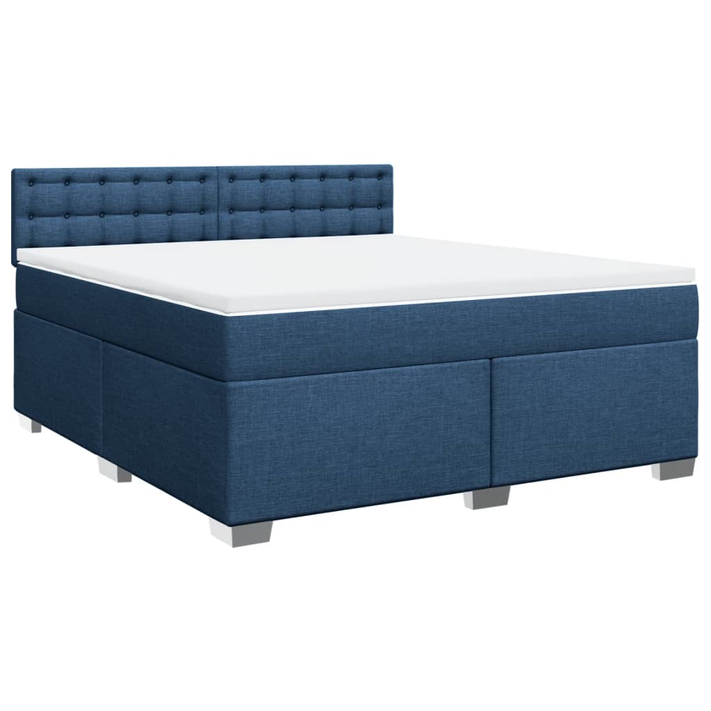 vidaXL Κρεβάτι Boxspring με Στρώμα Μπλε 180x200 εκ. Υφασμάτινο