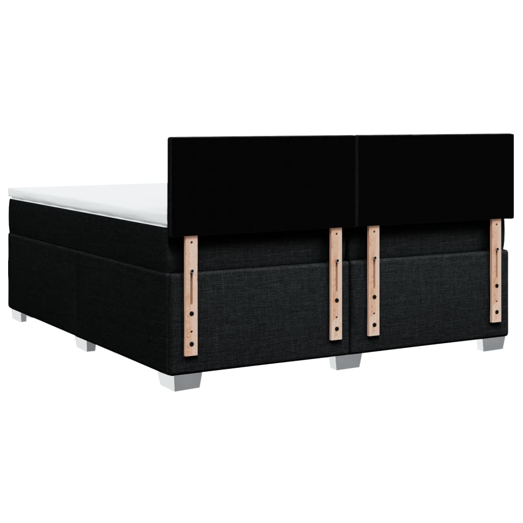 vidaXL Κρεβάτι Boxspring με Στρώμα Μαύρο 200x200 εκ. Υφασμάτινο