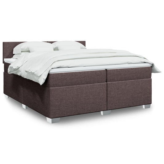 vidaXL Κρεβάτι Boxspring με Στρώμα Σκούρο Καφέ 200x200 εκ. Υφασμάτινο