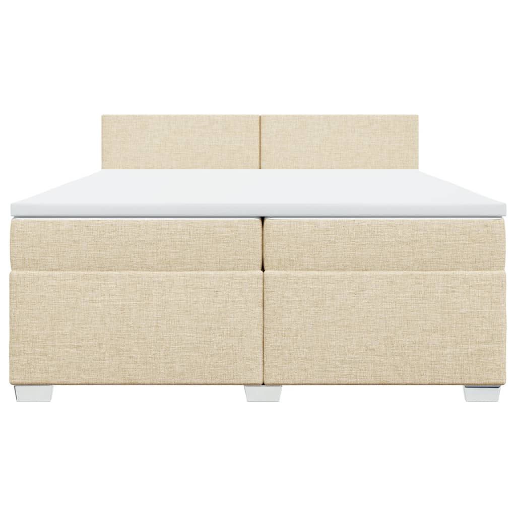 vidaXL Κρεβάτι Boxspring με Στρώμα Κρεμ 200x200 εκ. Υφασμάτινο