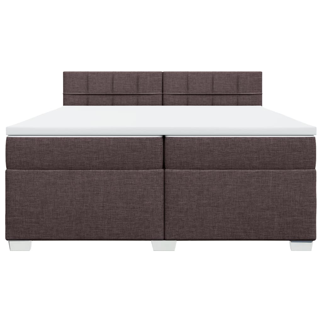 vidaXL Κρεβάτι Boxspring με Στρώμα Σκούρο Καφέ 200x200 εκ. Υφασμάτινο