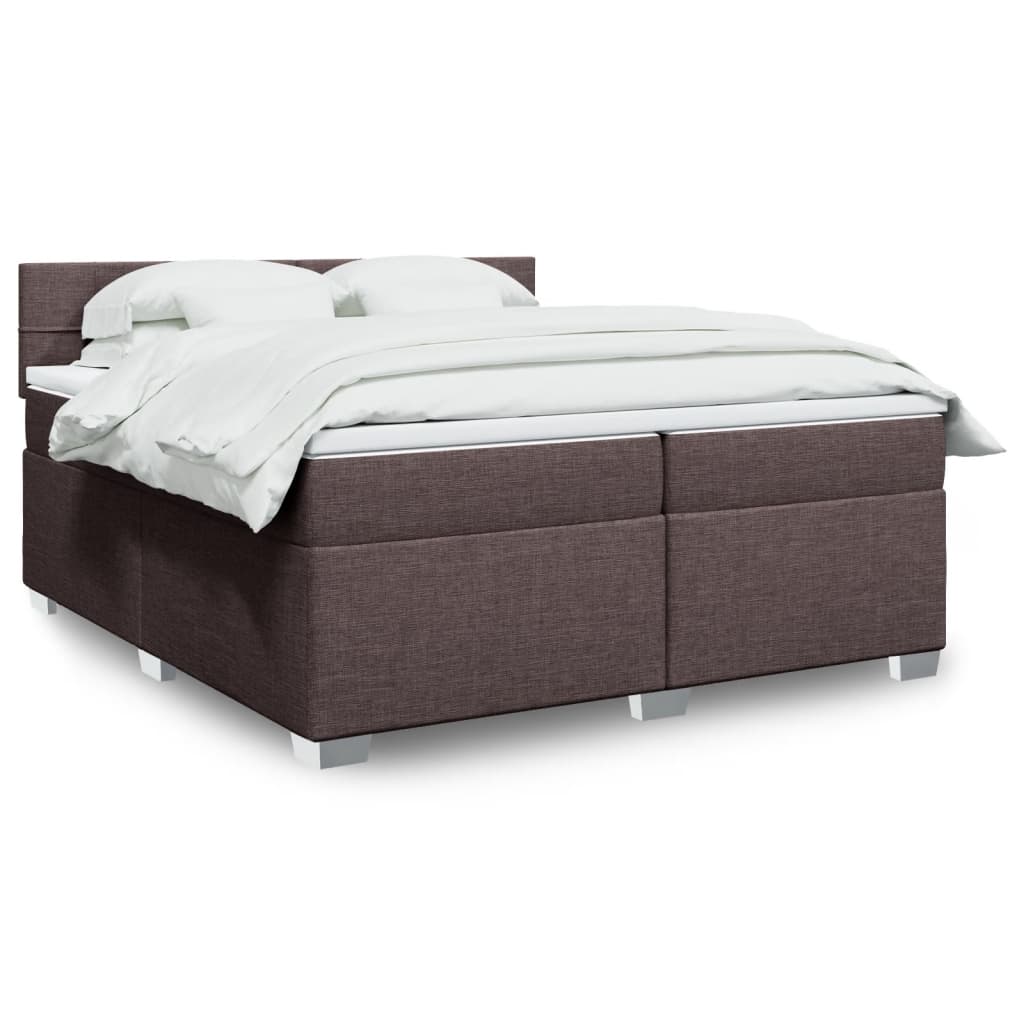 vidaXL Κρεβάτι Boxspring με Στρώμα Σκούρο Καφέ 200x200 εκ. Υφασμάτινο