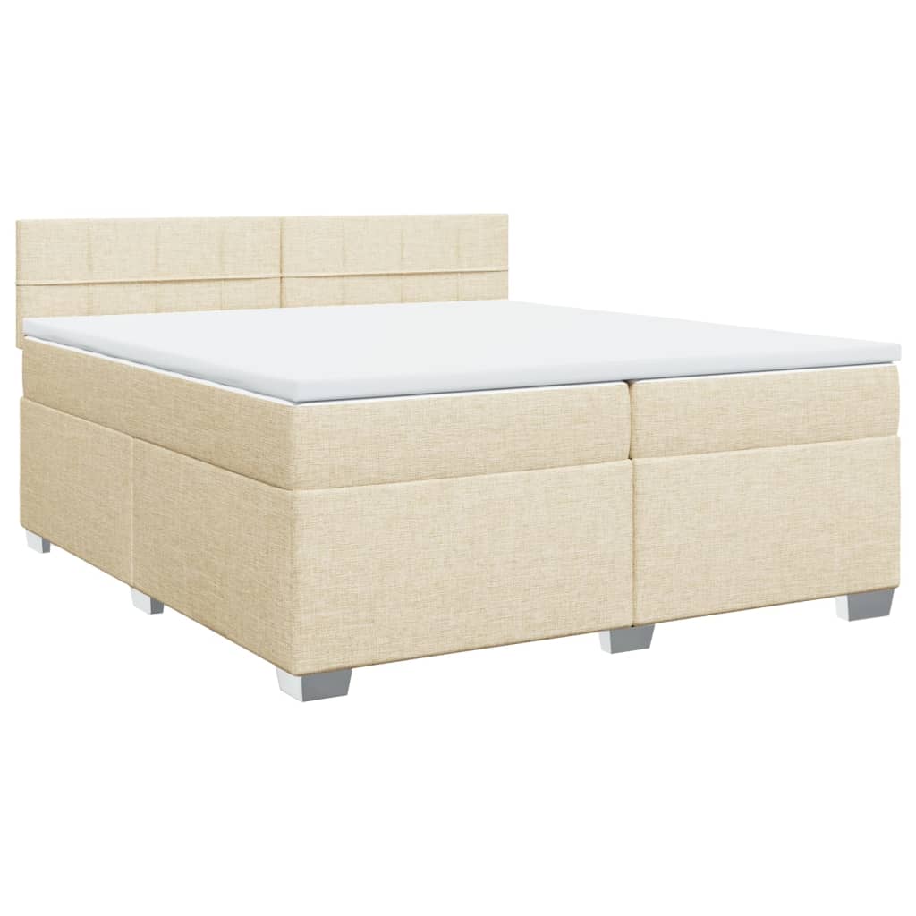 vidaXL Κρεβάτι Boxspring με Στρώμα Κρεμ 200x200 εκ. Υφασμάτινο