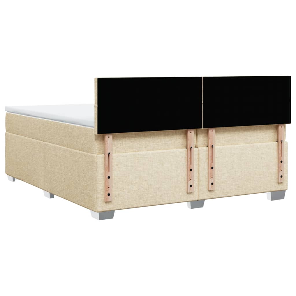 vidaXL Κρεβάτι Boxspring με Στρώμα Κρεμ 200x200 εκ. Υφασμάτινο