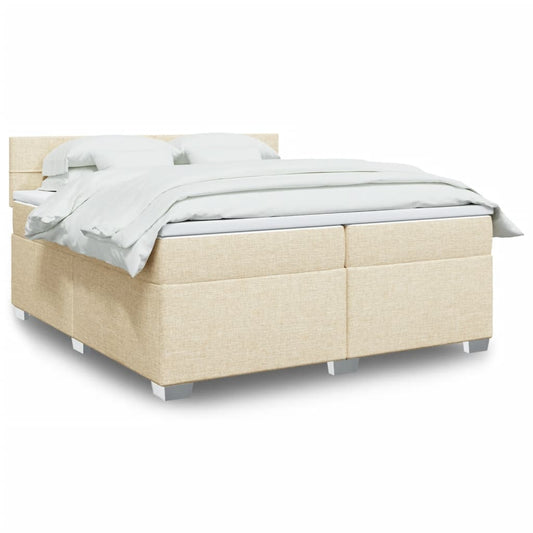 vidaXL Κρεβάτι Boxspring με Στρώμα Κρεμ 200x200 εκ. Υφασμάτινο