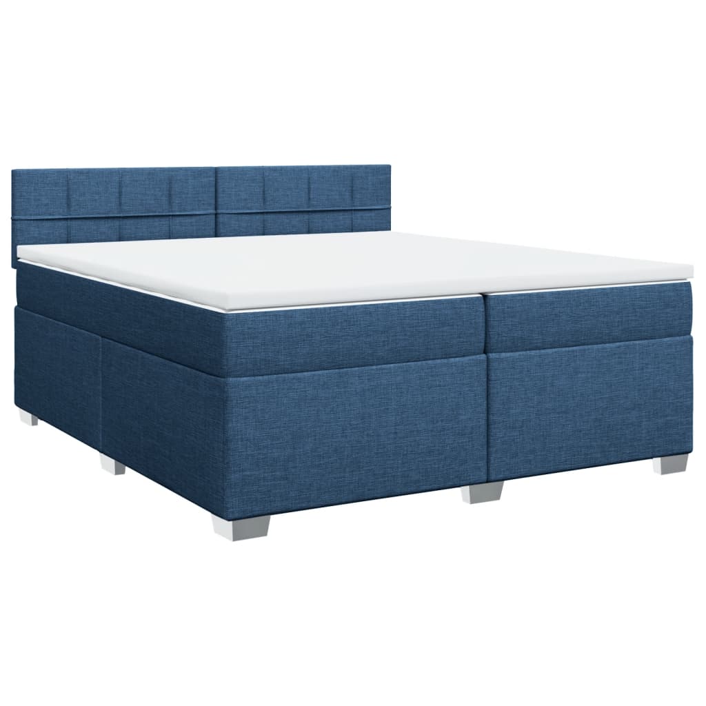 vidaXL Κρεβάτι Boxspring με Στρώμα Μπλε 200x200 εκ. Υφασμάτινο