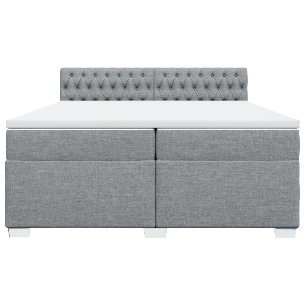 vidaXL Κρεβάτι Boxspring με Στρώμα Ανοιχτό Γκρι 200x200 εκ. Υφασμάτινο