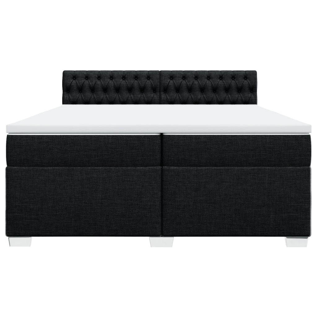 vidaXL Κρεβάτι Boxspring με Στρώμα Μαύρο 200x200 εκ. Υφασμάτινο