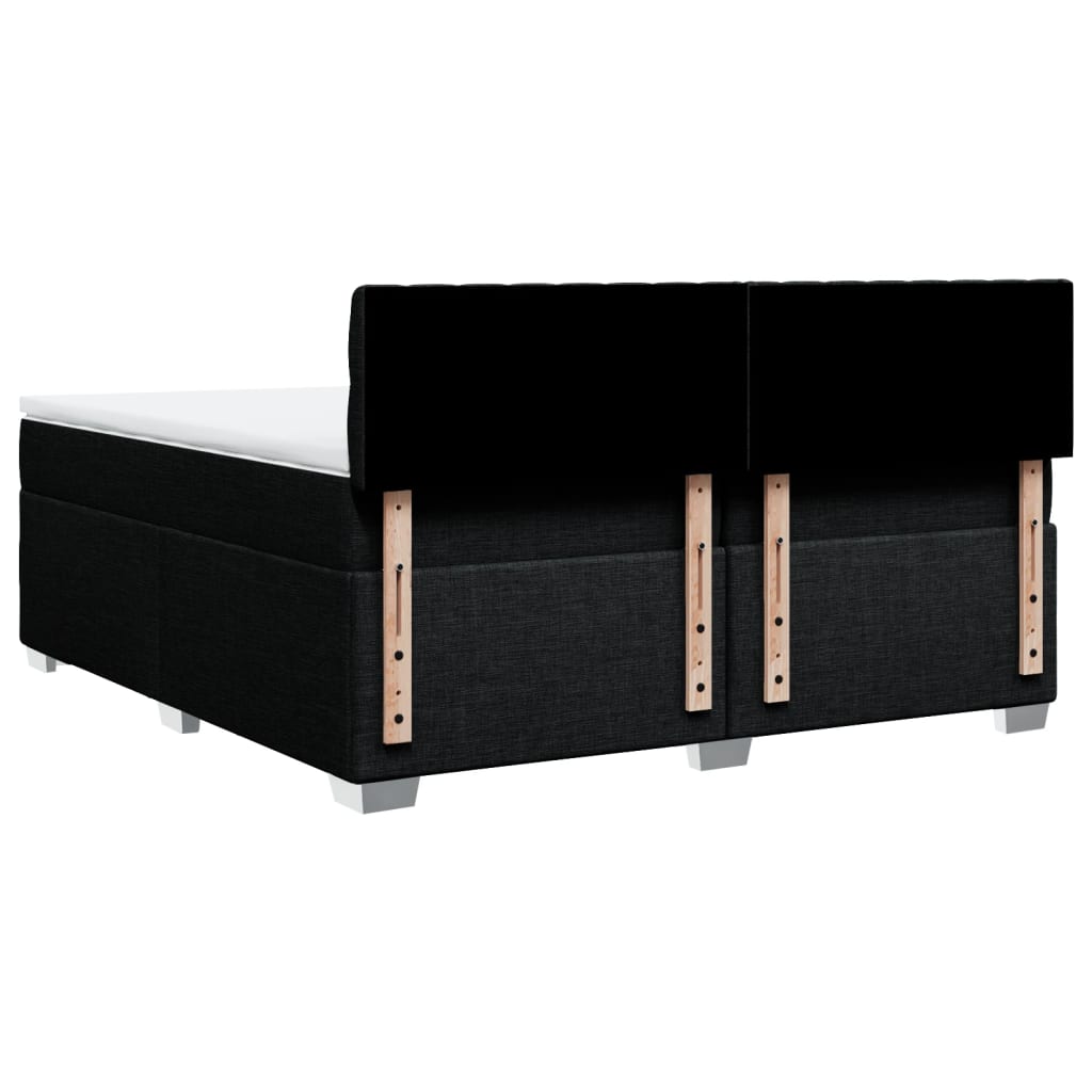 vidaXL Κρεβάτι Boxspring με Στρώμα Μαύρο 200x200 εκ. Υφασμάτινο